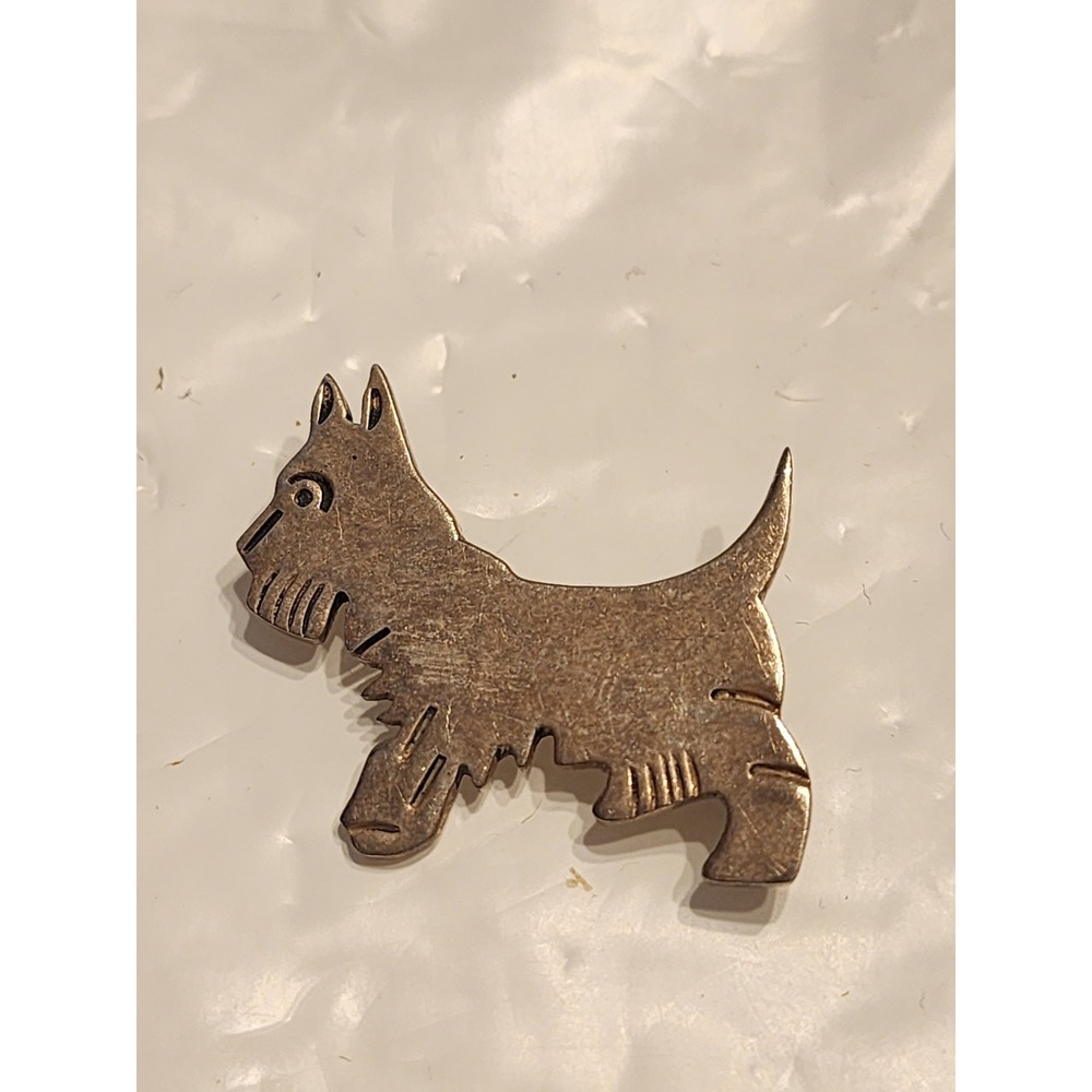 Vintage Mexico Sterling Silver 925 Scottie Dog Brooch Pin Scottish Terrier